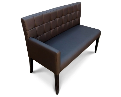 Ławka modułowa z jednym podłokietnikiem z oparciem pikowanym w kwadraty