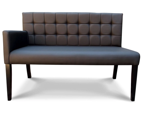 Ławka modułowa z jednym podłokietnikiem z oparciem pikowanym w kwadraty