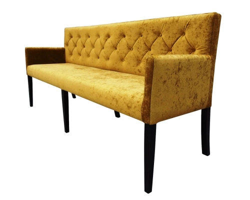 Ławka z podłokietnikami o wysokośći 85cm z oparciem pikowanym w karo + guziki