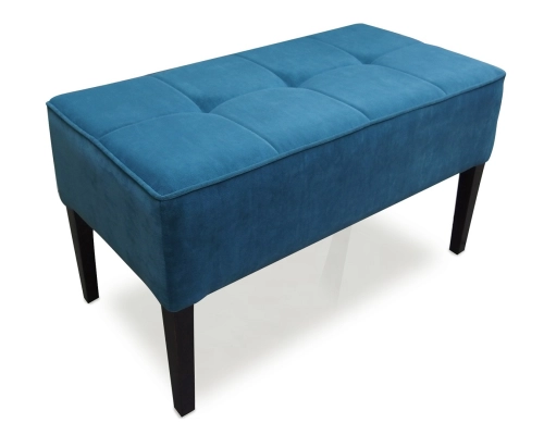 Turkusowa pufa gruba pikowana w kwadraty z  lamówką na obrzeżach