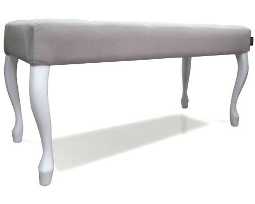 Beżowa pufa Ludwik z siedziskiem pikowanym w karo