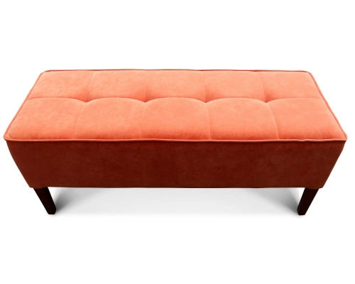 Mandarynkowa pufa gruba pikowana w kwadraty z  lamówką na obrzeżach