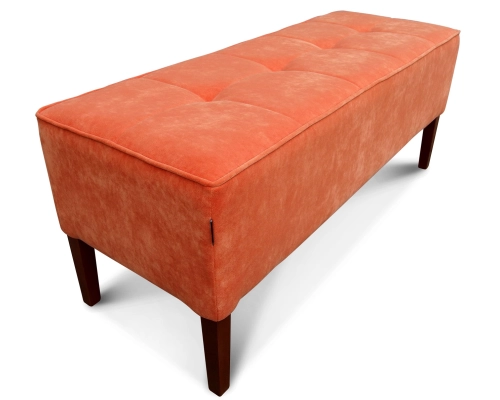 Mandarynkowa pufa gruba pikowana w kwadraty z  lamówką na obrzeżach