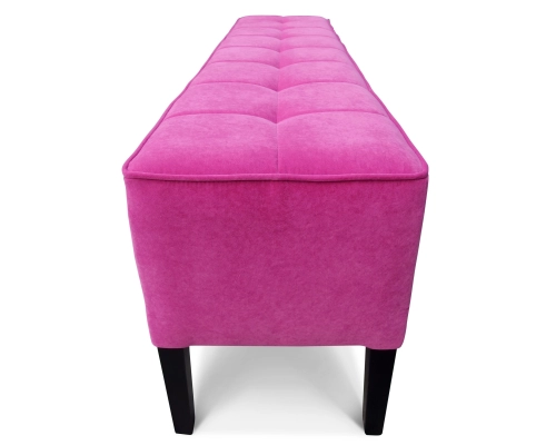 Różowa pufa gruba pikowana w kwadraty z  lamówką na obrzeżach