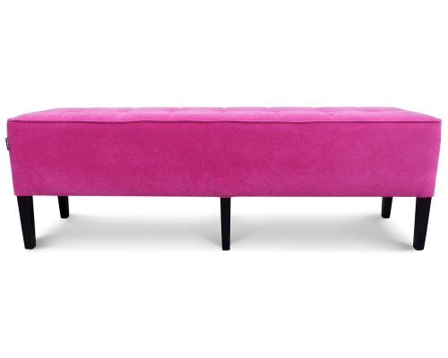 Różowa pufa gruba pikowana w kwadraty z  lamówką na obrzeżach