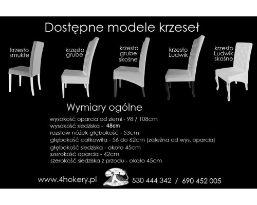 Krzesła ślubne - Wymiary